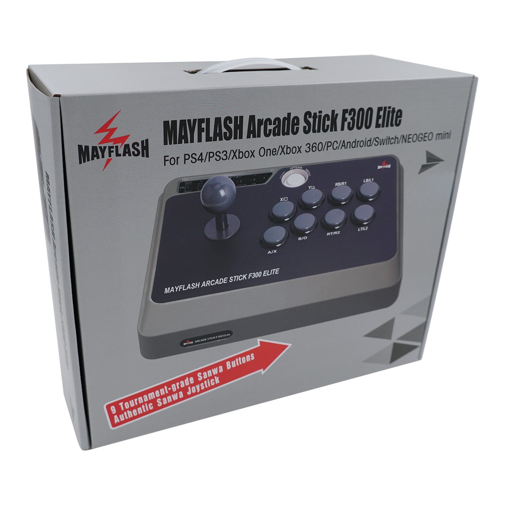 Mayflash F300 Elite Arcade Stick พร้อมปุ่มและจอยสติ๊ก Sanwa สำหรับ PS4/PS3/XBOX ONE/XBOX 360/PC/Andr