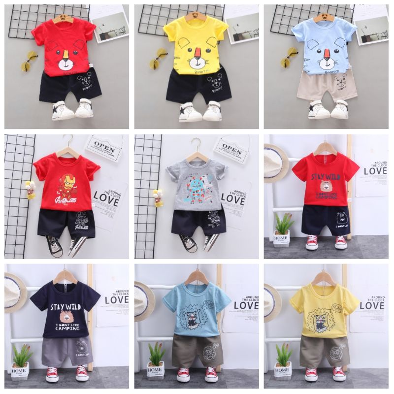 4🛑LIVE VOUCHER CASUAL BOY SHIRT SET PANTS ฤดูร้อนเกาหลี BOY FASHION