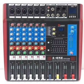 🔥SALE🔥 A-ONE เพาเวอร์มิกเซอร์ 6ช่อง ขยายเสียง 150Wx2 6CH Power mixer ( 6 channel ) LED จอแสดงผล รุ่น PGX-6USB