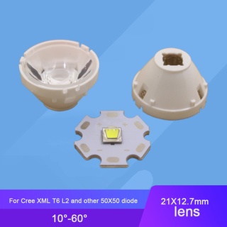 เลนส์ LED 5 ชิ้น พร้อมที่จับ 21 มม. สําหรับไดโอด Cree XML T6 L2 50X50