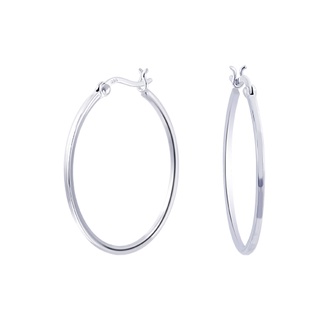 SILVER THAI 2mm x 40mm Big flat hoop earrings silverต่างหูห่วงแบนใหญ่ 2mm x 40mmเงินแท้925เรียบง่ายแต่เก๋ใส่ออกงาน