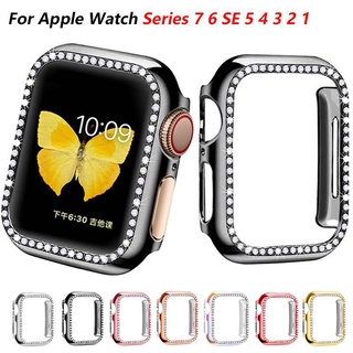 เคสกรอบกันชนหน้าจอ ประดับเพชร สําหรับ Apple Watch Series 7 6 SE 5 4 3 2 1 Iwatch 41 มม. 45 มม. 40 มม. 44 มม. 38 มม. 42 มม.