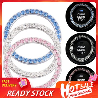 【Ready stock】Rhinestone Car Ignition Key Ornament Ring Auto Start Engine Button Decoration