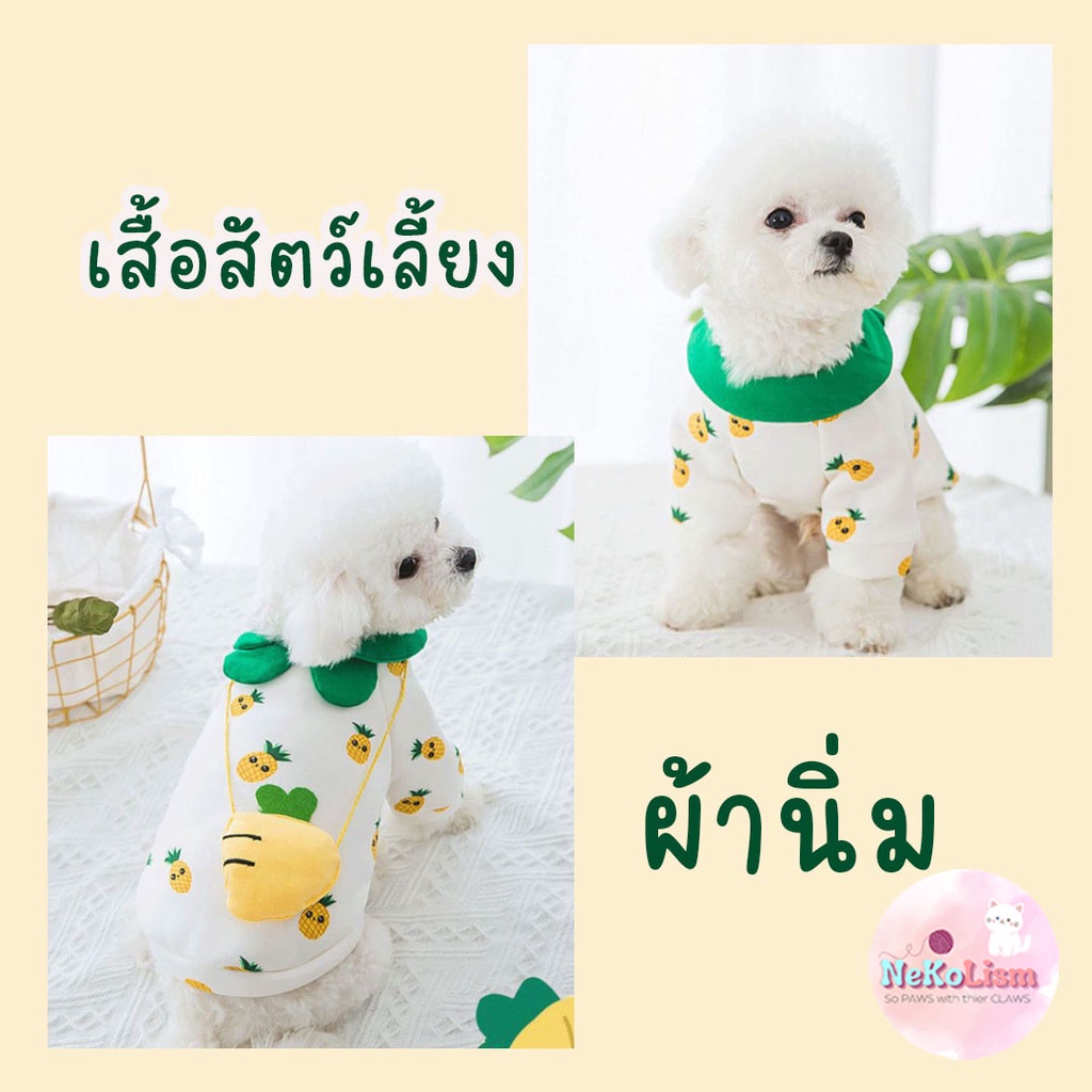 เสื้อหมา แมว สุนัข เสื้อน้องเหมียวลายสัปปะรด Pineapple Pet Shirt
