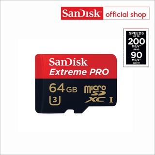 SanDisk Extreme Pro microSDXC 64GB  A2 (SDSQXCU-064G-GN6MA) ความเร็วสูงสุด อ่าน 200MB/s เขียน 90MB/s