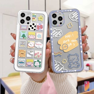 เคสใสน่ารัก Compatible For IPhone 11 12 13 PRO MAX 6 7 6S 8 Plus X XR XS MAX 11 12 13 mini Se 2020 6SPlus 7Plus 6Plus 8Plus XSMAX เคสโทรศัพท์มือถือแบบนิ่ม