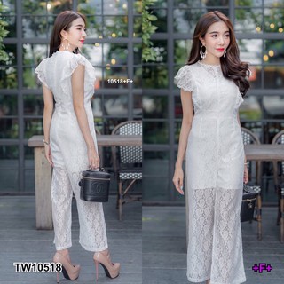 ❤️TW10518 Jumpsuit จั้มสูทแขนกุด ไหล่ระบาย งานลูกไม้ทั้งตัว ลายลูกไม้ลายสวย มีซับในขาสั้นด้านใน มีซิปหลัง