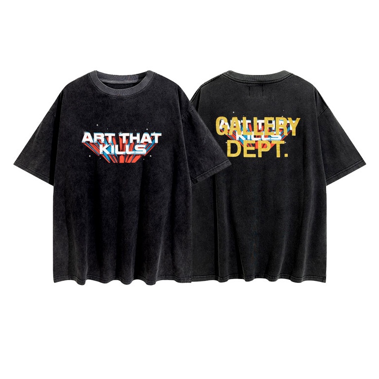 เสื้อยืดแขนสั้น พิมพ์ลายตัวอักษร GALLERY DEPT สไตล์สตรีท สําหรับผู้ชาย และผู้หญิง