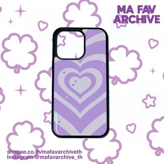 (preเกาหลี) mafavarchive - PURPLE cotton candy epoxy case เคสคลุมรอบเครื่องขอบซิลิโคนดำ ลายหัวใจกลิตเตอร์ สีม่วงพาสเทล