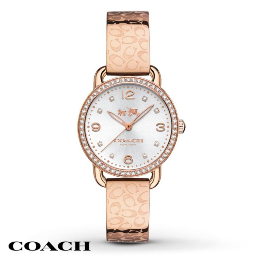 COACH Women's Delancey 28mm Bangle Watch Silver/Rose Gold Watch14502355(Black)