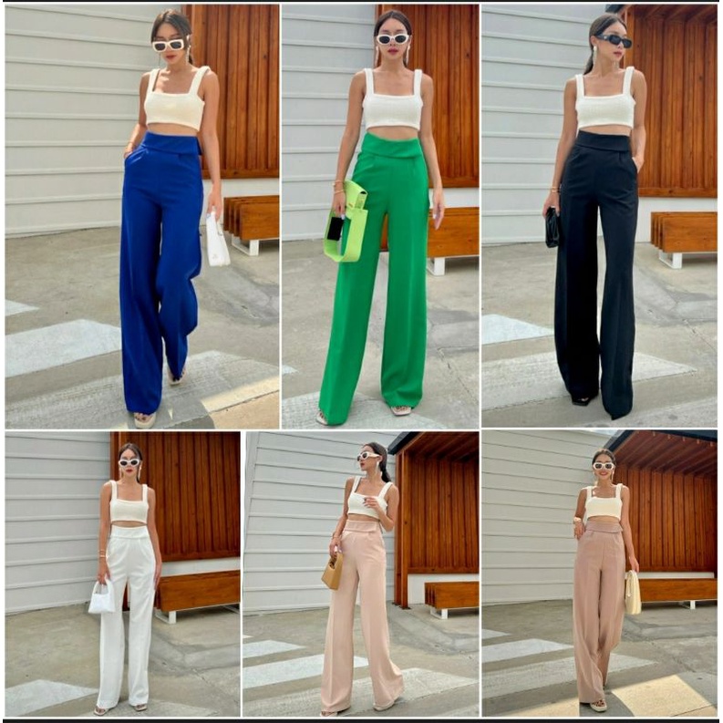 Dakota high-waist pant กางเกงขายาวทรงกระบอก สวย แพง ไฮโซแถมมีความเก๋เป็นเอกลักษณ์สุดๆ พับขอบเอวให้ดู