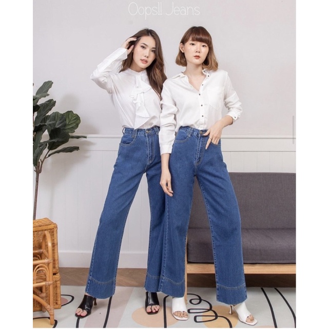 พร้อมส่ง✈️กางเกงยีนส์แบรนด์ “Oops Jeans “ทรงกระบอกยาว👖
