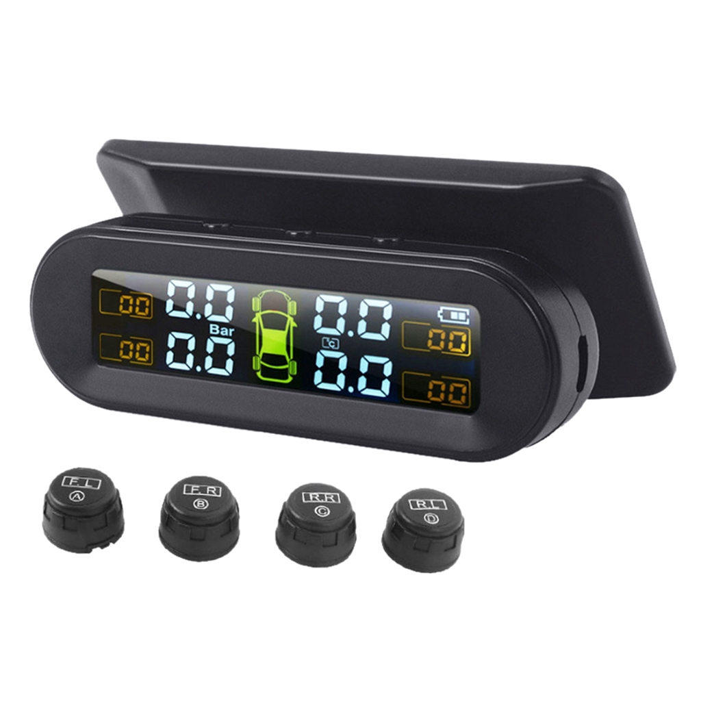 Wireless TPMS Solar Car Tyre Pressure Monitor System, with 4  external/internal sensors,temperature monitor System | Shopee Thailand