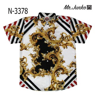 เสื้อเชิ้ต ฮาวาย งานต่อลาย mr-Junko ผ้าซาติน นิ่มใส่สบายไม่ร้อน ไม่ต้องรีด N-3378