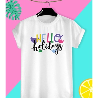 เสื้อยืดสกรีนลาย Summer Holiday ไปเที่ยวกัน ใส่สบายๆในวันหยุด ไม่ยืด ไม่ย้วย