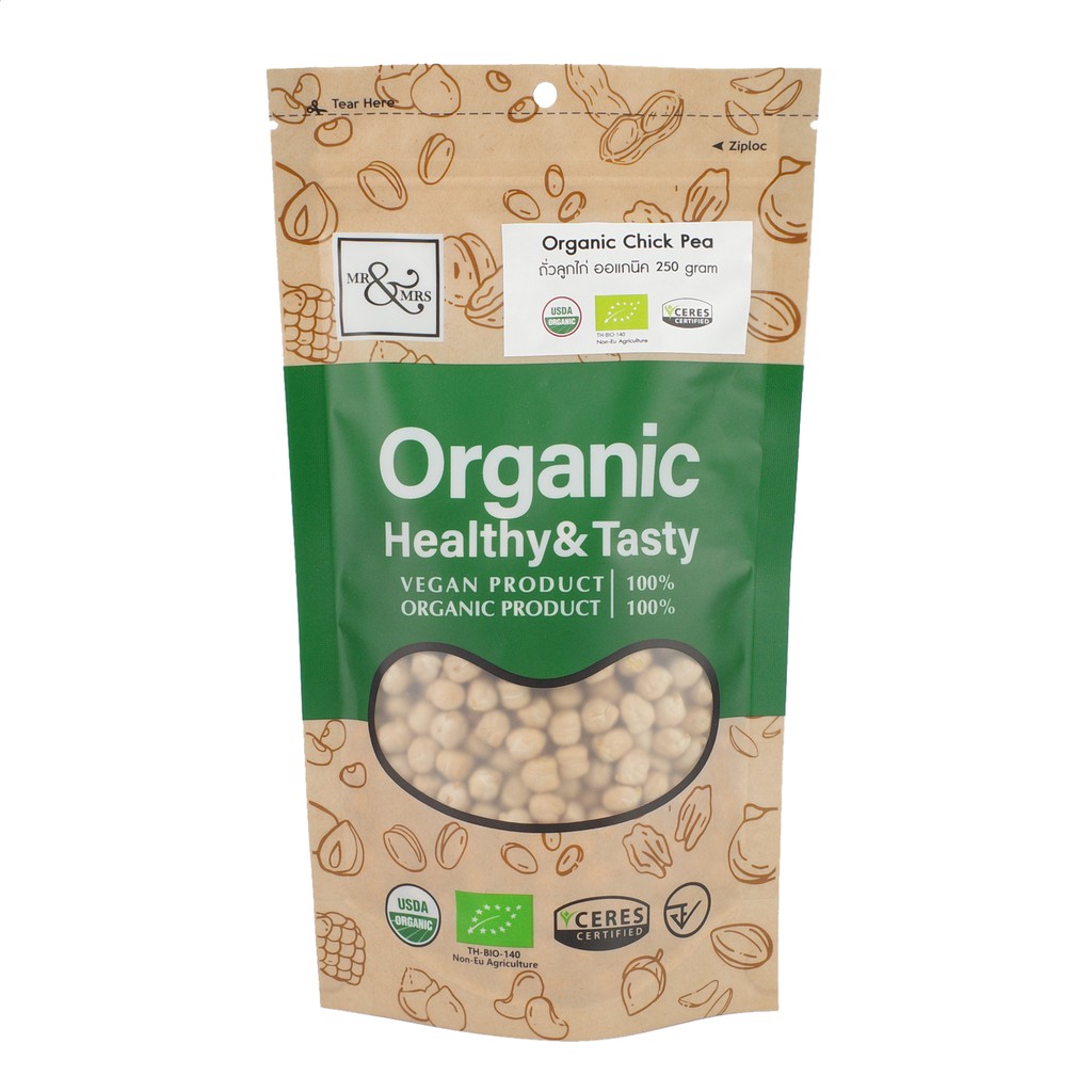 ถั่วลูกไก่ ออร์แกนิค ตรามิสเตอร์แอนด์มิสซีส 250 กรัม / Organic Chickpea (Mr.&Mrs.Brand) 250 g