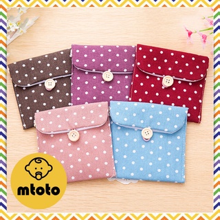 MTOTO กระเป๋าใส่ผ้าอนามัย ผ้าฝ้าย ลายจุด มี 5 สี กระเป๋าจัดเก็บสิ่งของ สำหรับของกระจุกกระจิก น่ารัก สดใส พกพาสะดวก