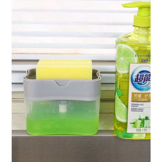 ที่กดน้ำยาล้างจาน เครื่องกดน้ำยาล้างจาน กล่องใส่น้ำยาล้างจาน 2in1 Soap Dispenser**แถมฟองน้ำล้างจาน**คละสี