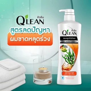 Q'lean คิวลีน แชมพู ขจัดรังแค สูตรลดปัญหาผมขาดหลุดร่วง Galbana Algae Extract (สีส้ม) 340 มล. 2 ขวด LIONSOS