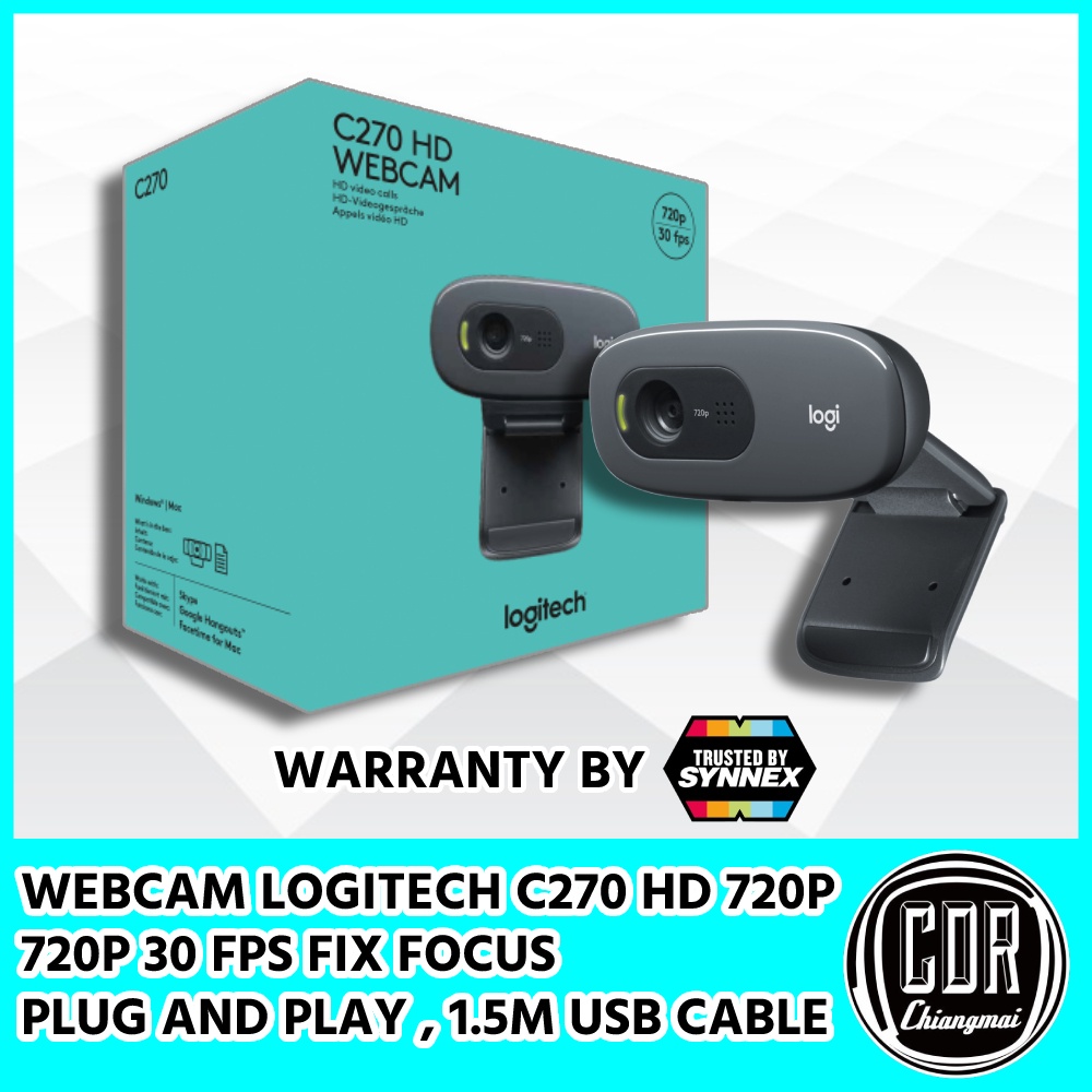 Logitech C270 กล้องเว็บแคม HD 720P Webcam (รับประกัน SYNNEX ทั่วไทย 2 ปี)