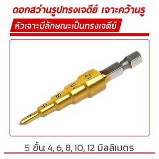 ชุดดอกสว่านขยายรู ชุบไทเทเนียม แบบ ร่องเกลียว,ร่องตรง Step Drill 4-12mm/1ชิ้น