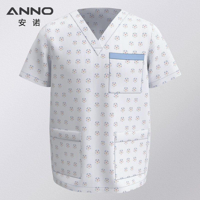 Anno เจ้าหน้าที่โรงพยาบาลเสื้อผ้าทางการแพทย์ขัดเสื้อชุดพยาบาลสําหรับชายหญิงทันตกรรมคลินิกวัสดุชุดพยาบาลเสื้อ