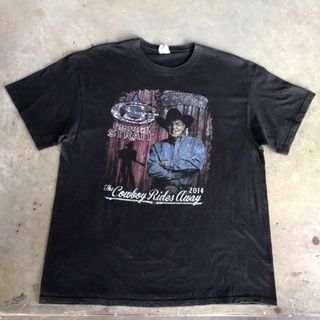 vtg.T-Shirt เสื้อวง GEORGE STRAIT THE COWBOY RIDES AWAY 2014 MADE IN HONDURAS Sz.XL 100% COTTON