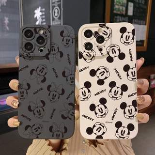 เคสป้องกันโทรศัพท์มือถือ ขอบสี่เหลี่ยม ลายมิกกี้ มินนี่เมาส์ สําหรับ iPhone 14 Plus 13 Pro Max 12 iPhone 11 XR 8 7 SE 2022