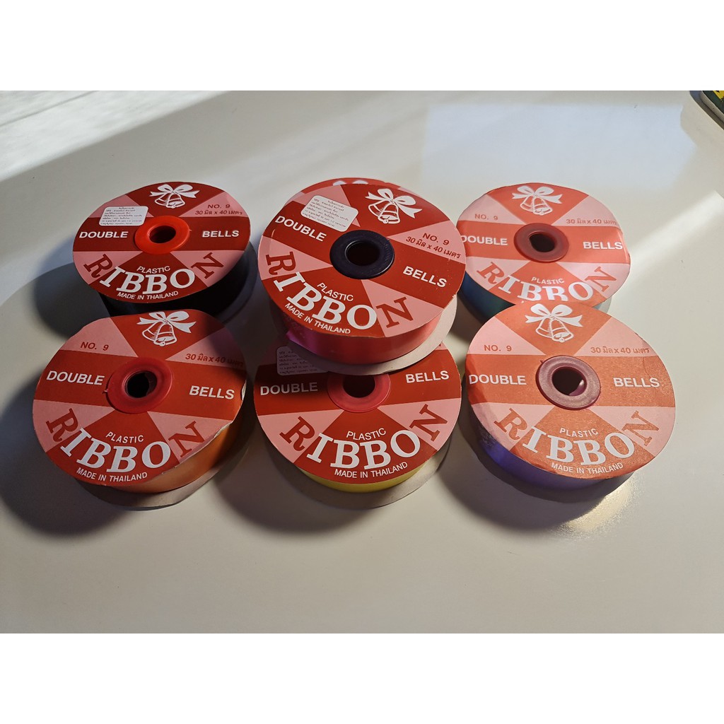 ริบบิ้น NO.9 กว้าง30มม. ยาว40 เมตร ตราระฆัง PLASTIC RIBBON  1 ม้วน