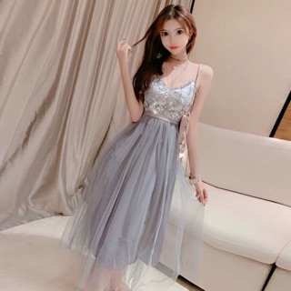 พร้อมส่ง💥ชุดDress แสนน่ารักปักเลื่อม กระโปรงระบาย ไม่ต้องรอนาน2-3วันได้รับสินค้าทันที