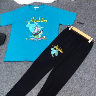 Set 2 ชิ้น เสื้อยืดแขนสั้นสกรีน Aladin งานผ้า