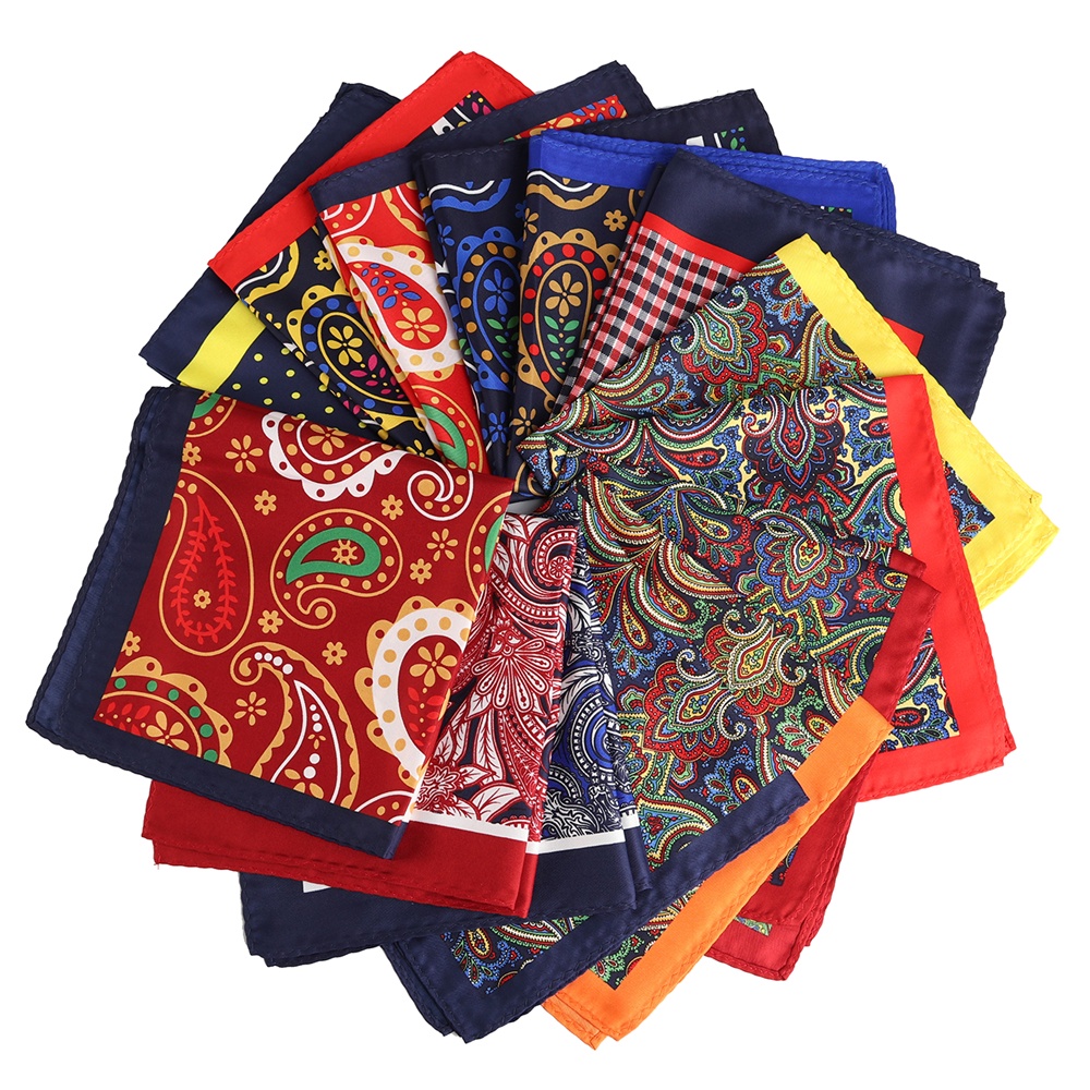 ใหม่ 33 x 33 ซม.Mans Paisley ดอกไม้กระเป๋าสแควร์ Hankies Mens หน้าอกผ้าเช็ดตัวขนาดใหญ่ผ้าเช็ดหน้าสําหรับชายชุดงานแต่งงาน