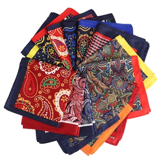 ใหม่ 33x33 ซม. ผู้ชาย Paisley กระเป๋าดอกไม้สี่เหลี่ยม Hankies บุรุษผ้าขนหนูหน้าอกขนาดใหญ่ผ้าเช็ดหน้าสําหรับผู้ชายสูทงานแต่งงานปาร์ตี้