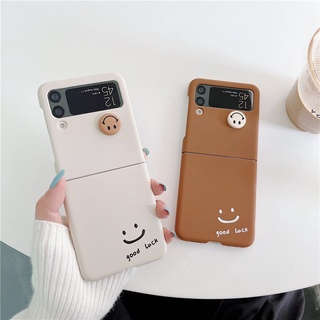 เคสโทรศัพท์มือถือ PC แข็ง กันกระแทก ลายหน้ายิ้ม สําหรับ Galaxy Z Flip 4 5G Z Flip 3