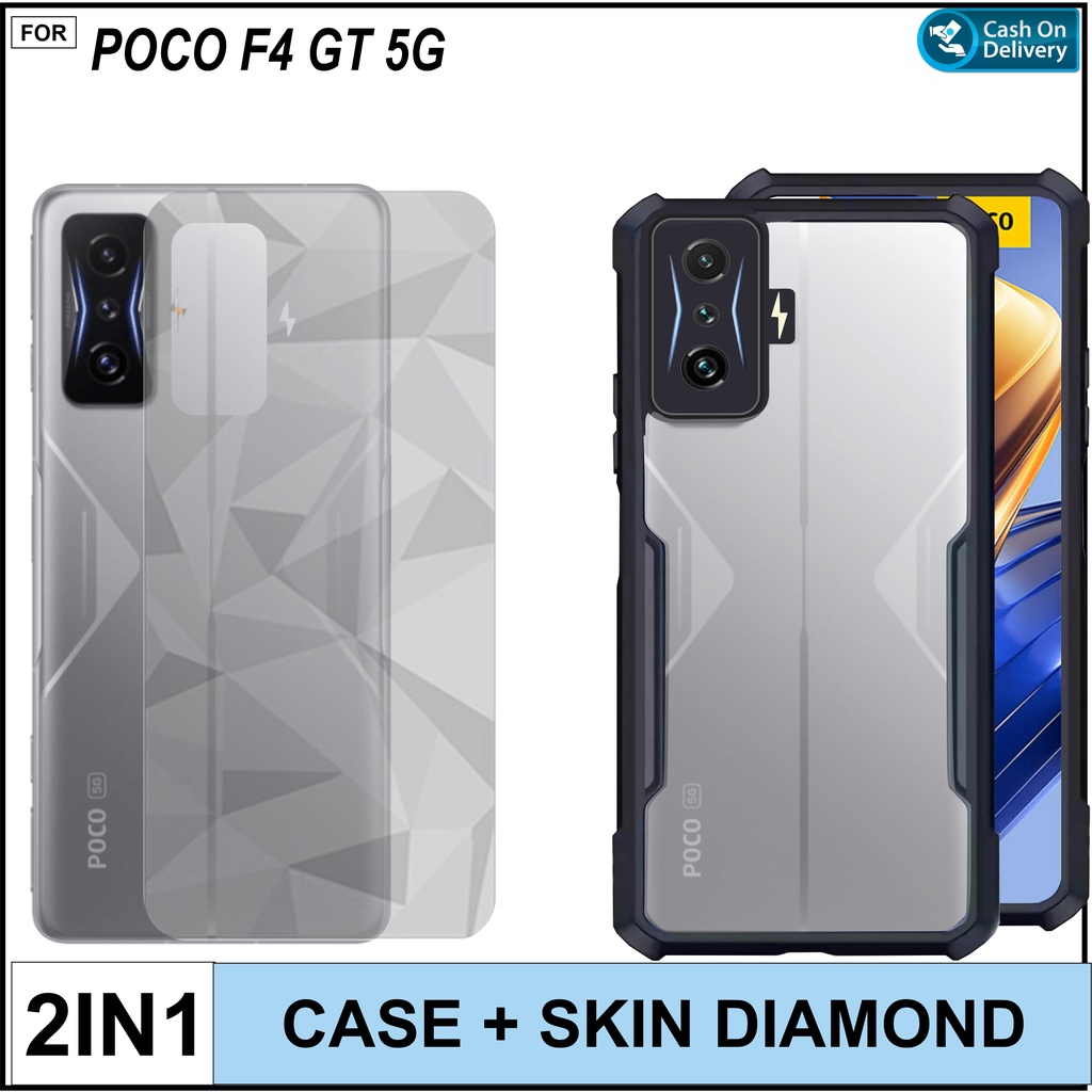 เคสแข็ง Poco F4 GT 5G F4 5G M4 Pro 4G X3 GT F3 5G M3 แพคเกจ 2in1 ปลอกกันกระแทกฟรีผิวคาร์บอน