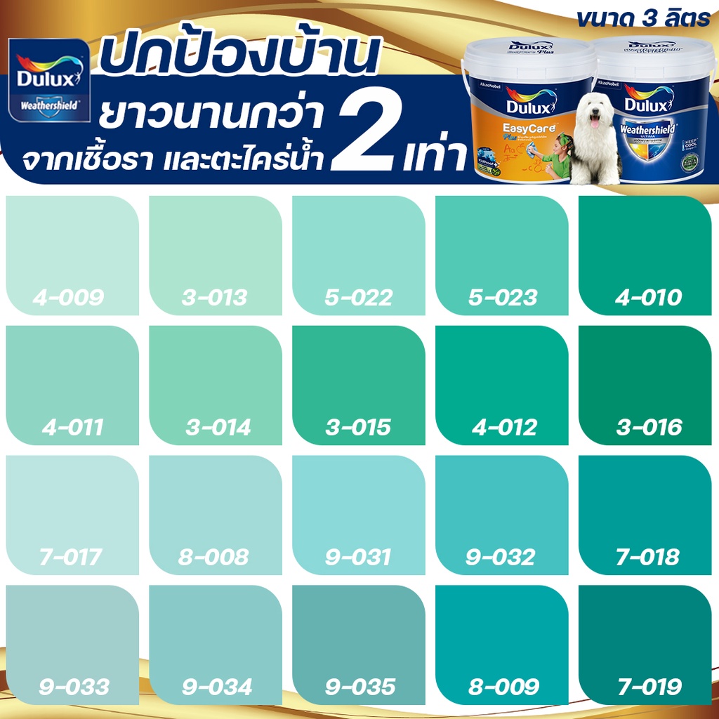 ICI Dulux สีเขียวมิ้น อัลติม่า+อีซี่แคร์พลัส กึ่งเงา ขนาด 3 ลิตร สีทาบ้าน สีน้ำ สีทาภายนอก+ภายใน เกร