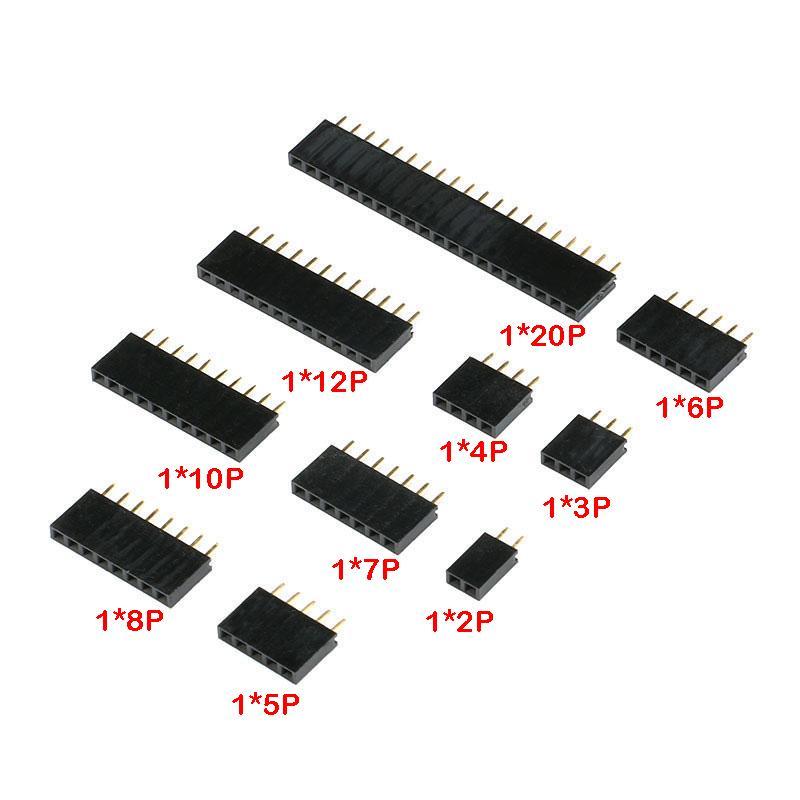 50 ชิ้น/ล็อต 2.54 มม.เดี่ยวแถวหญิง PCB Stright Pitch Connector 2 Pin ~ 40 Pin 3P 4P 5P 6P 7P 8P 10P 