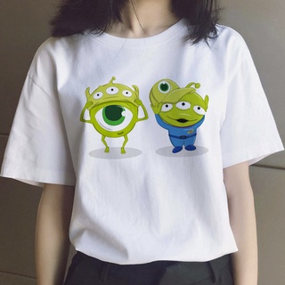 เสื้อยืดลําลองสําหรับผู้ชายผู้หญิงแขนสั้นพิมพ์ลาย Toy Story สไตล์วินเทจ