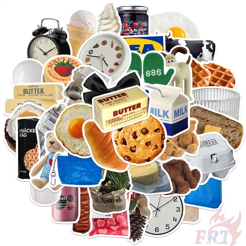 100Pcs/Set IKEA Series A สติ๊กเกอร์ Cow Butter Cookie Milk DIY Waterproof Fashion Decals Doodle สติ๊กเกอร์