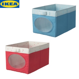 IKEA NÖJSAM นึยซัม กล่องผ้า, แดงอ่อน25x37x22 ซม. กล่องเก็บของเล่น ด้านหน้าเป็นตาข่าย จึงมองเห็นของที่อยู่ในกล่องได้ชัดเจ