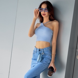 AHT056 Cross strap rib crop top เสื้อกล้ามผ้าร่องsignatureดีเทลสายไขว้