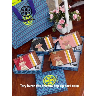 📮@829.-🔥🔥SUMMER SALE (ลดอีก 7 %)🔥🔥💯Tory Burch Rita The Rat Top-zip Card Case