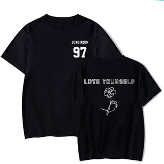 KPOP BTS ผ้าฝ้ายเสื้อยืด JIMIN JUNGKOOK อัลบั้ม LOVE YOURSELF Tear เดียวกันแขนสั้น ขนาดเกาหลีรุ่นหลวมคู่ส bt