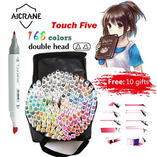 Aicrane Touchfive ชุดปากกามาร์กเกอร์ 168 สี