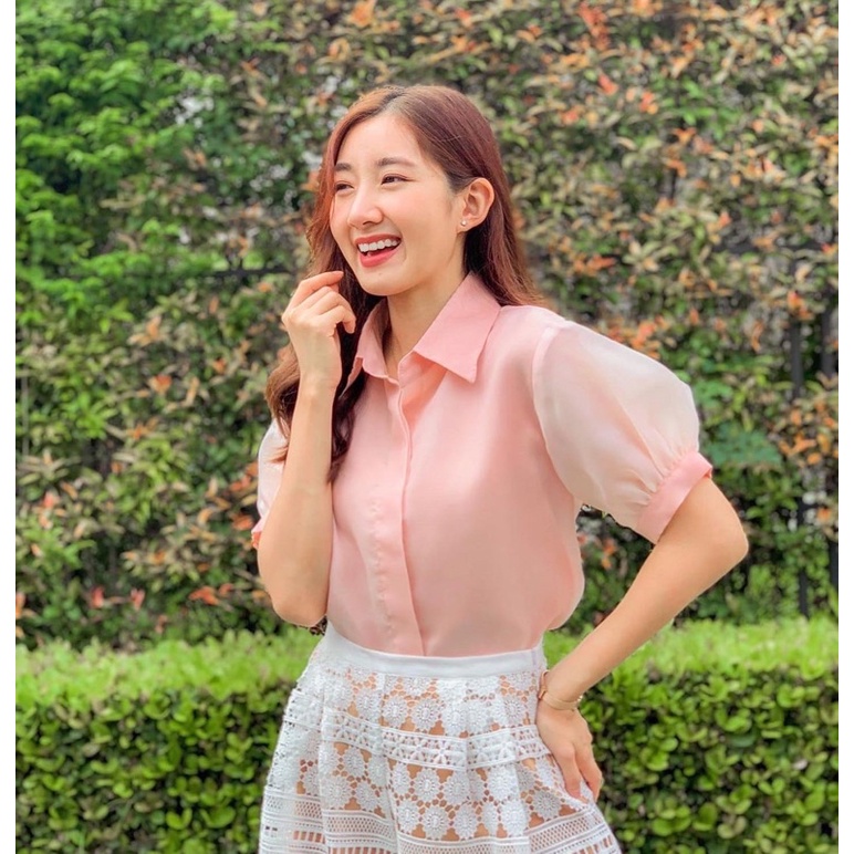 เสื้อเชิ้ต ทรงครอป งานตัดแบรนด์ 3F.seoul nista ออแกนดี้แท้ ถ่ายจากงานจริง100%