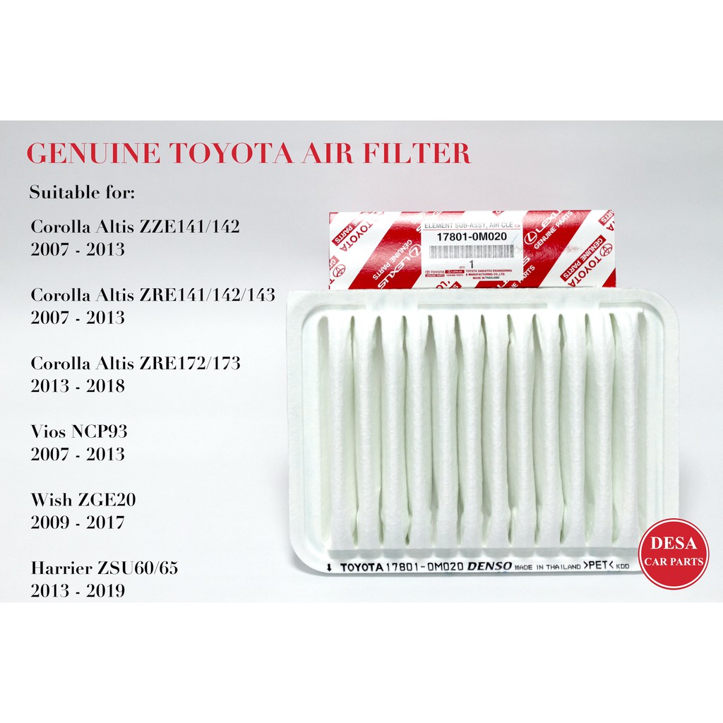 กรองแอร์ Toyota สําหรับ Toyota Corolla Altis, Vios & Harrier - 17801-0M020
