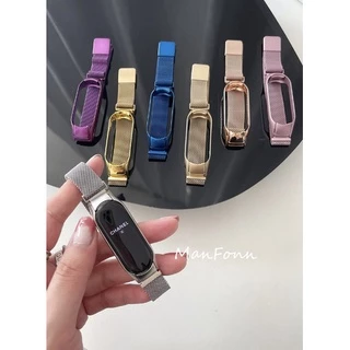 สายรัด Mi Band 3 สายรัดโลหะสแตนเลส Xiaomi Band 3 4 5 6 7 8 สายรัดแบบ Milanese Loop miband 8/9/10
