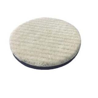 แผ่นขัดขนแกะ 6 นิ้ว ขนสั้น มีเสริมฟองน้ำ หลังผ้าสักหลาด Wool Pad w/velcro 6 inch