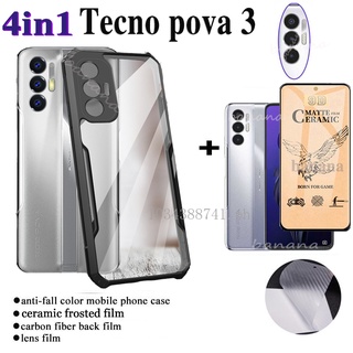 4in1 Tecno Pova 3 2 ฟิล์มกระจกนิรภัยเซรามิค ใส นิ่ม กันกระแทก และฟิล์มเลนส์กล้อง สําหรับ NOTE 12 G98 / HOT 12i 12 Play 12