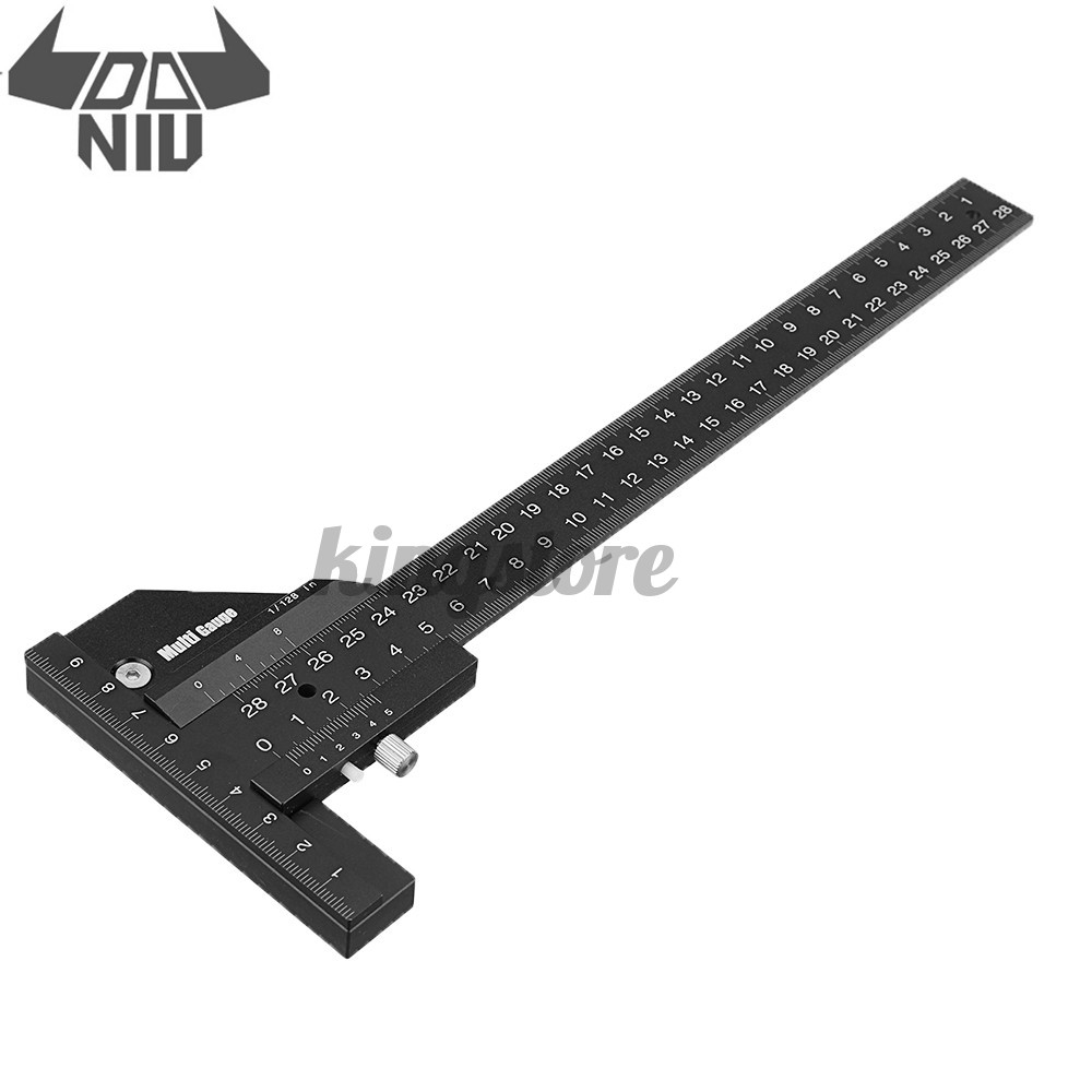 Drillpro Multifunction Inch and MM Woodworking Scriber Gauge Aluminum Steel Measuring Marking Framing Ruler Tool for Carpentry
